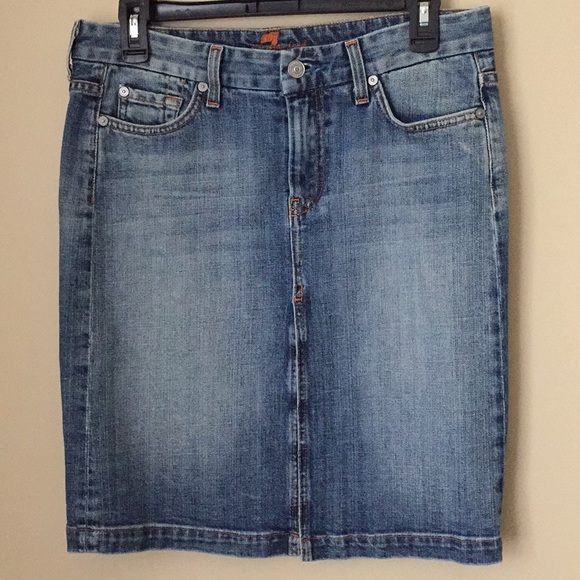 7 FOR ALL MANKIND denim slit front open skirt - Picture 3 of 6